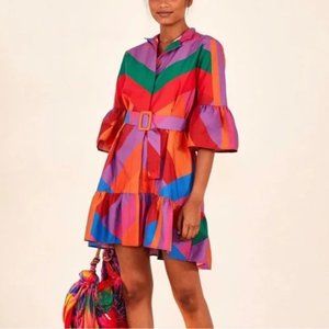 FARM Rio Multicolor Chevron Belted Mini Dress